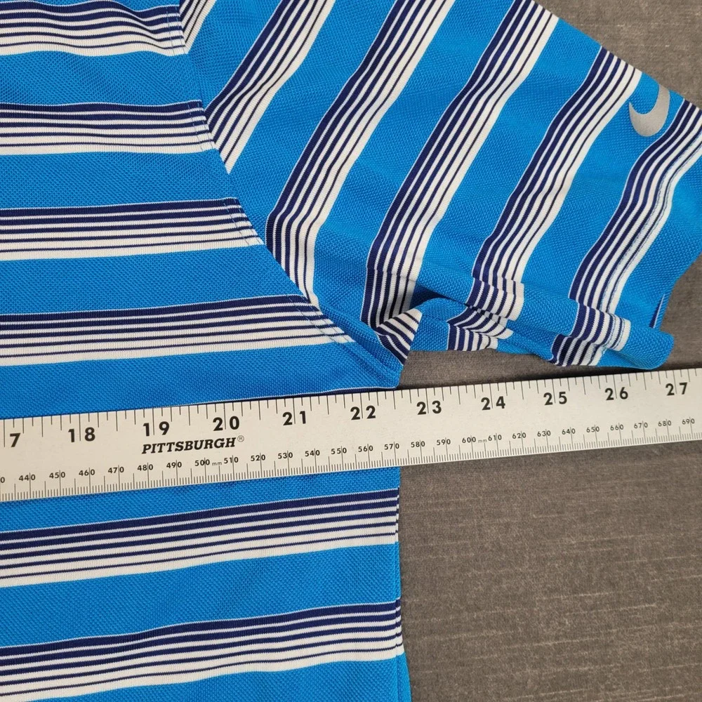 Nike Dri-FIT Golf Polo Shirt Mens‎ Large Blue Striped Short Sleeve Athletic
